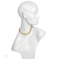 Georges L’Enfant for Fred, Paris textured gold and diamond curblink necklace/bracelet, France