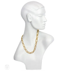 Georges L’Enfant for Fred, Paris textured gold and diamond curblink necklace/bracelet, France