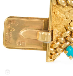 Georges Lenfant French gold turquoise and diamond necklace