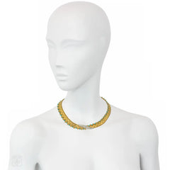 Georges Lenfant French gold turquoise and diamond necklace