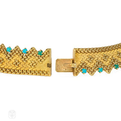 Georges Lenfant French gold turquoise and diamond necklace