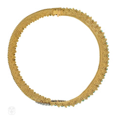 Georges Lenfant French gold turquoise and diamond necklace