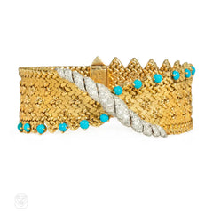 Georges Lenfant gold, turquoise and diamond bracelet