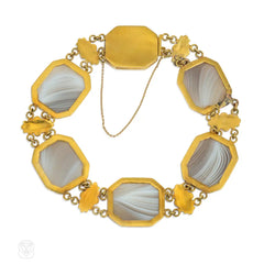 Georgian agate and gold plaque bracelet