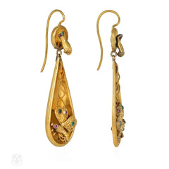 Georgian antique multigem insect earrings