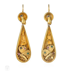 Georgian antique multigem insect earrings