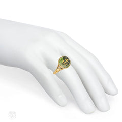 Georgian carved citrine and gold Passion of Christ ring