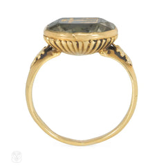 Georgian carved citrine and gold Passion of Christ ring