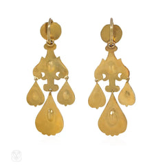 Georgian gold and pink topaz girandole earrings