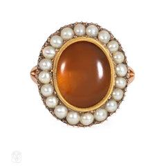 Georgian gold, carnelian, and pearl ring