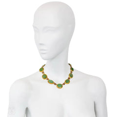 Georgian gold, chrysoprase, and ruby necklace