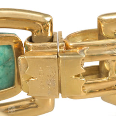 Ghiso Art Deco amazonite, onyx, and gold bracelet