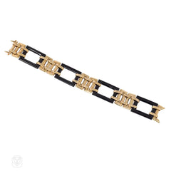 Ghiso Art Deco gold and onyx bracelet