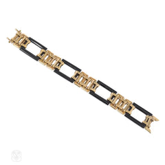 Ghiso Art Deco gold and onyx bracelet