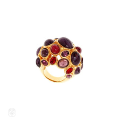 Gilt, colored glass, and crystal bombé ring, Amphitrite Collection