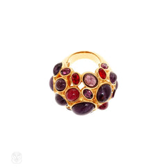 Gilt, colored glass, and crystal bombé ring, Amphitrite Collection