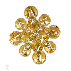 Gold abstract starburst brooch and pendant, Cartier