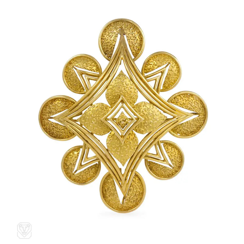 Gold Abstract Starburst Brooch And Pendant Cartier