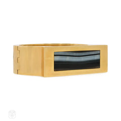 Gold and banded agate cuff bracelet