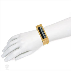 Gold and banded agate cuff bracelet
