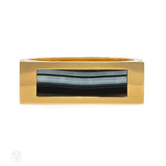 Gold and banded agate cuff bracelet