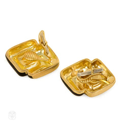 Gold and black enamel earrings, David Webb