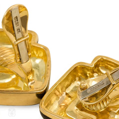 Gold and black enamel earrings, David Webb