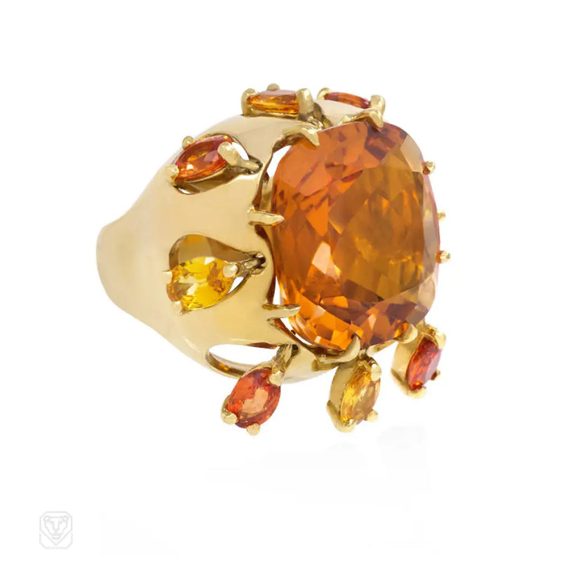 Gold And Citrine Cocktail Ring