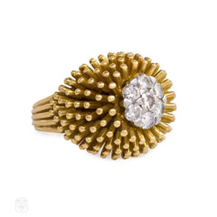 Gold and diamond anemone design cocktail ring, Cartier