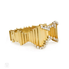 Gold and diamond Brutalist style bracelet