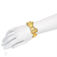 Gold and diamond Brutalist style bracelet