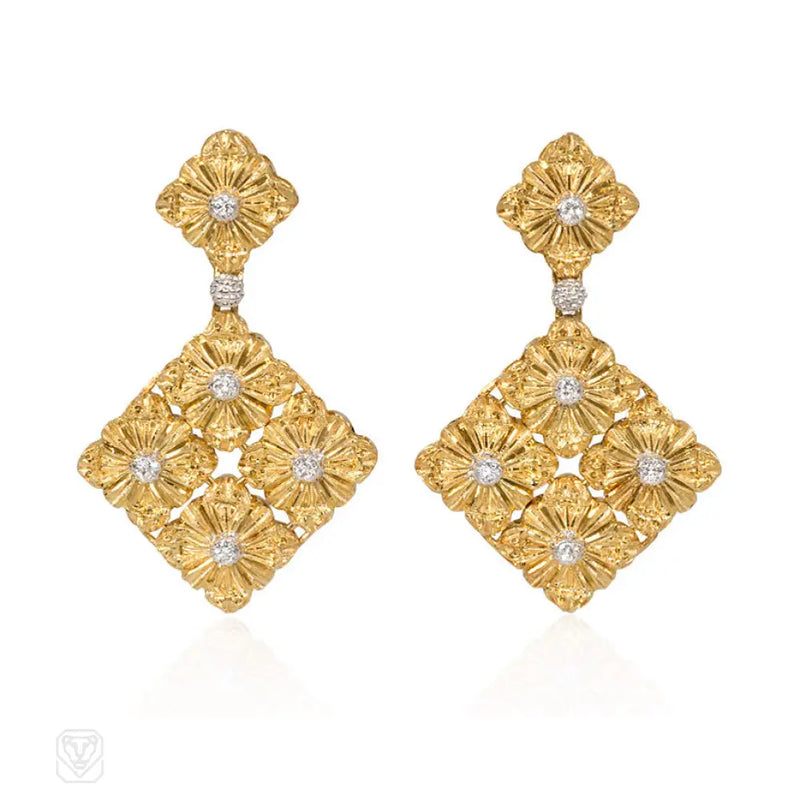 Gold And Diamond ’Cassettoni’ Earrings Buccellati