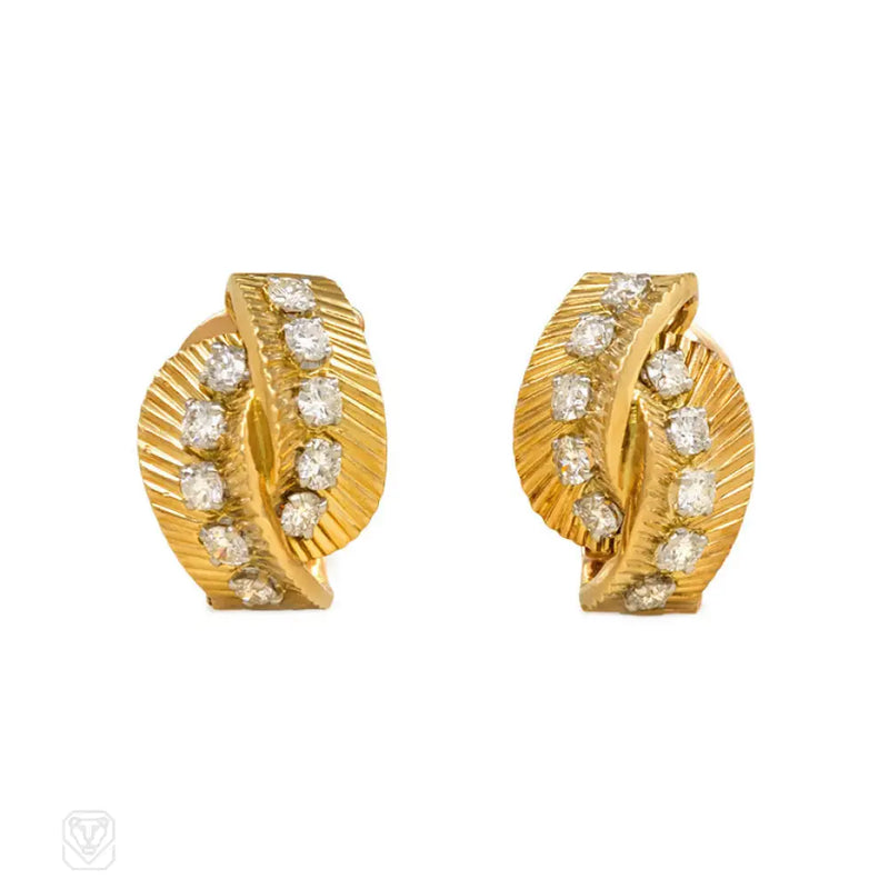 Gold And Diamond Clip Earrings Van Cleef & Arpels