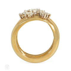 Gold and diamond coiled cluster ring