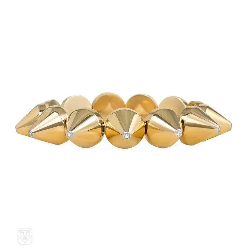Gold And Diamond Cone - Link Bracelet
