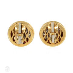 Gold and diamond convex earrings