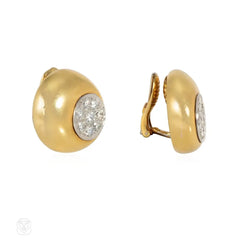 Gold and diamond convex earrings