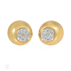 Gold and diamond convex earrings