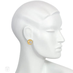 Gold and diamond convex earrings