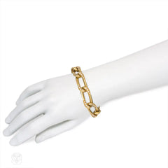 Gold and diamond curblink bracelet, France