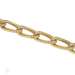 Gold and diamond curblink bracelet, France
