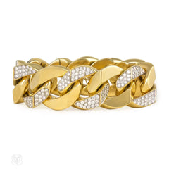 Gold and diamond curblink bracelet, Italy