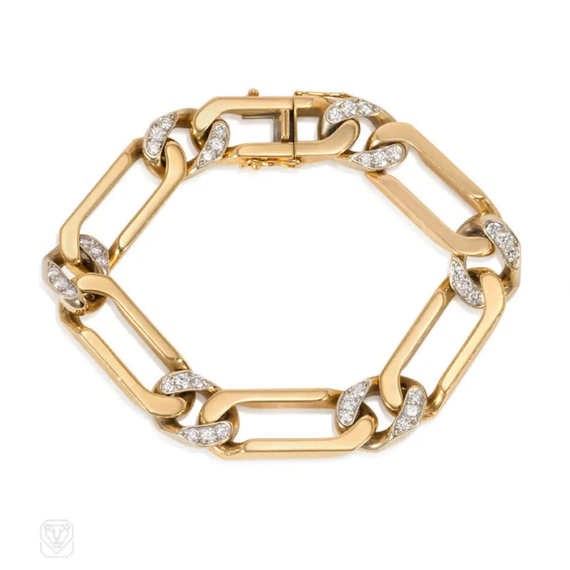Gold And Diamond Curblink Bracelet. Van Cleef & Arpels