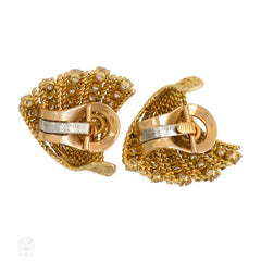 Gold and diamond fan-shaped clip earrings, Van Cleef and Arpels