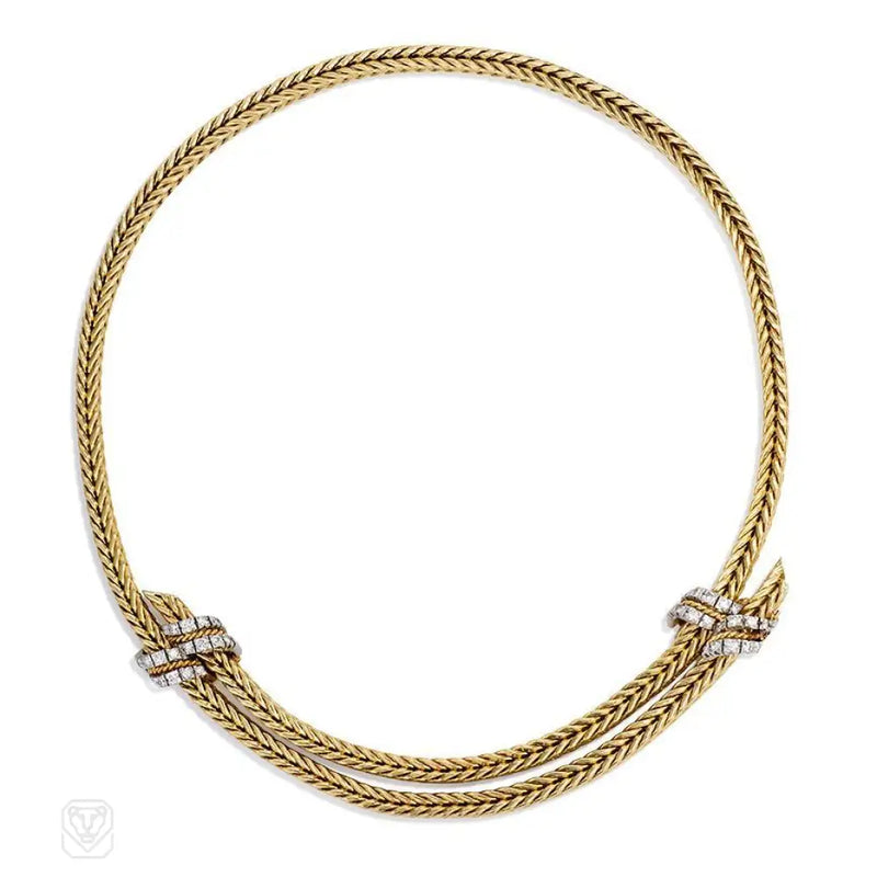 Gold And Diamond Foxtail Necklace Hermès