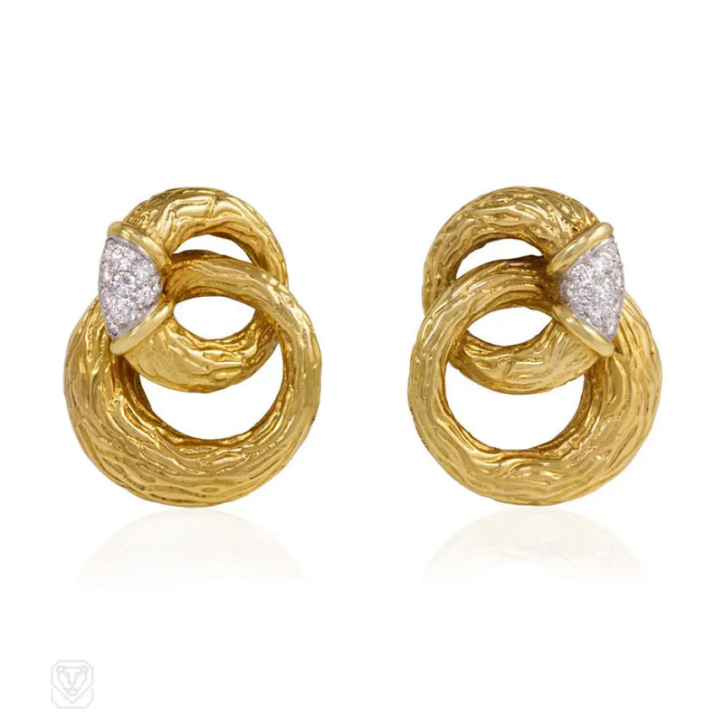 Gold And Diamond Interlocking Earrings Boucheron