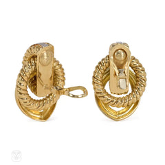 Gold and diamond interlocking earrings, Italy