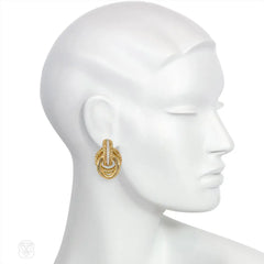 Gold and diamond interlocking earrings, Italy