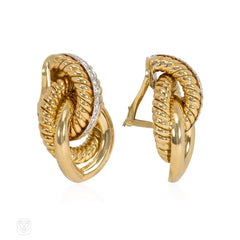 Gold and diamond interlocking earrings, Italy