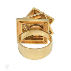 Gold and diamond kinetic ring
